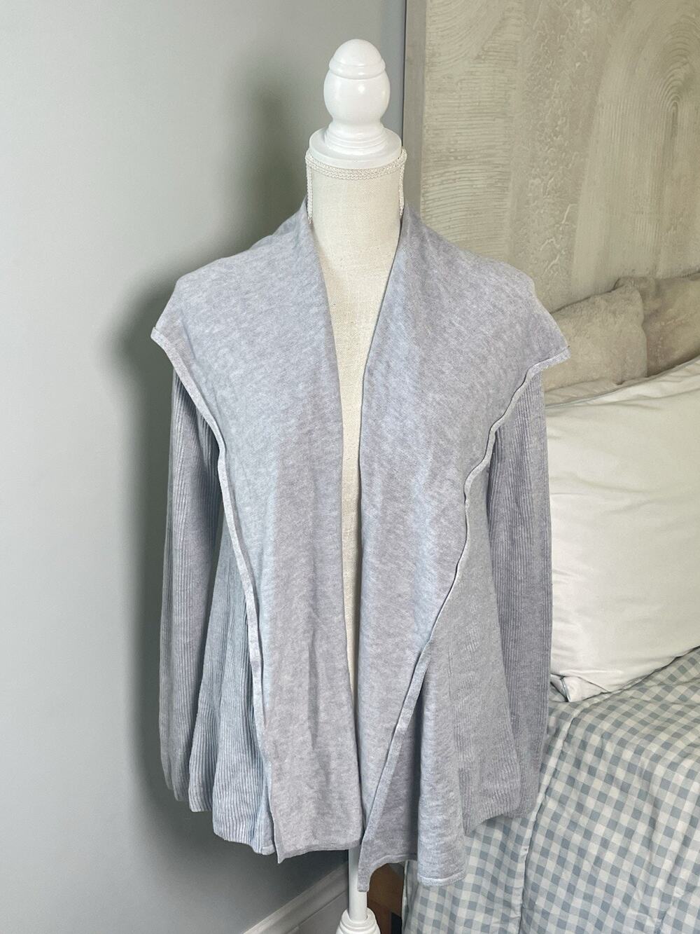 Lululemon Sundown Sweater Wrap Cardigan Gray Open Front Hooded Women’s Small